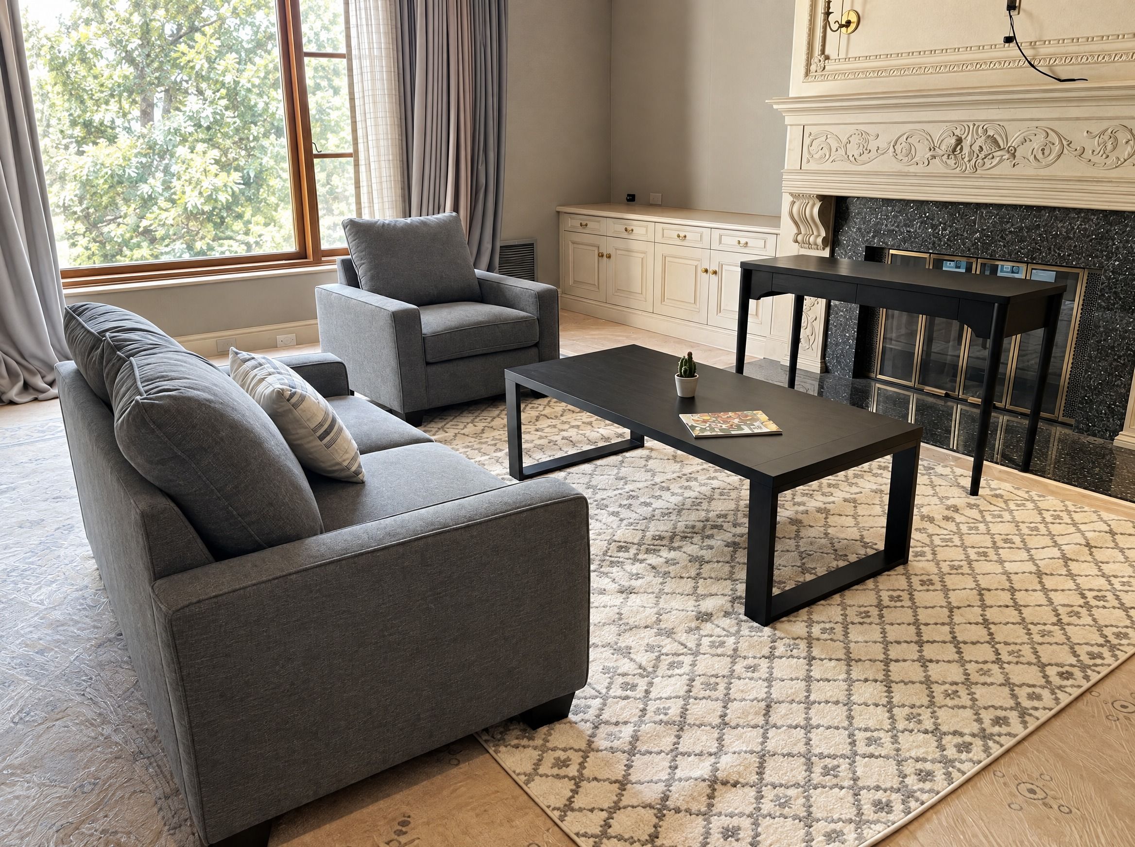 Green room staged in a historic estate